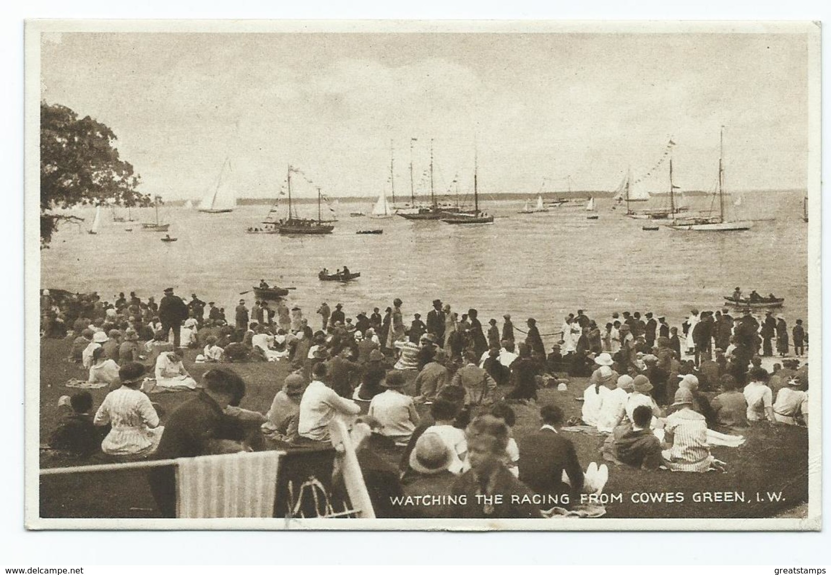 Isle Of Wight Cowes Watching The Race  Postcard Posted 1930 - Cowes