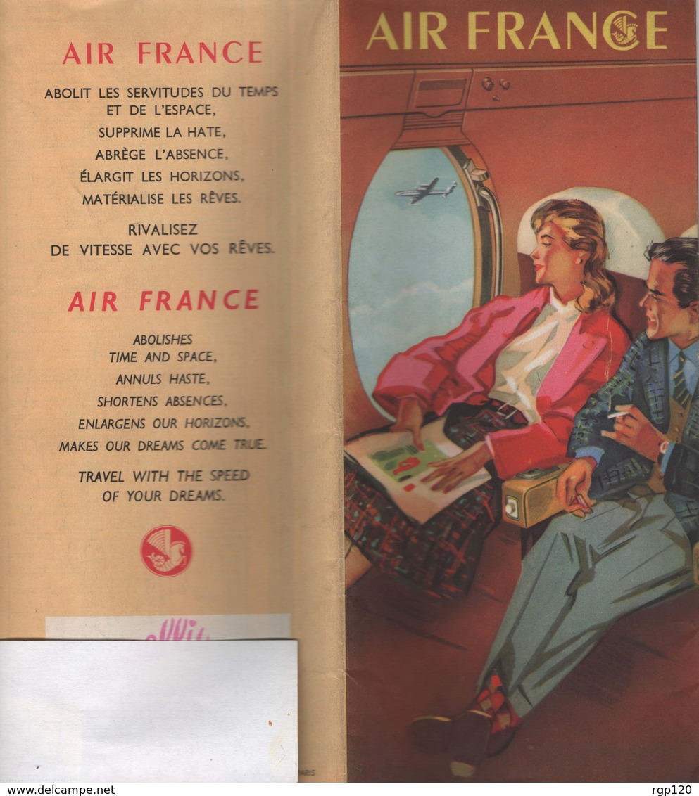 CARTE DU RESEAU AERIEN MONDIAL " AIR FRANCE " DE 1955 - - Autres & Non Classés