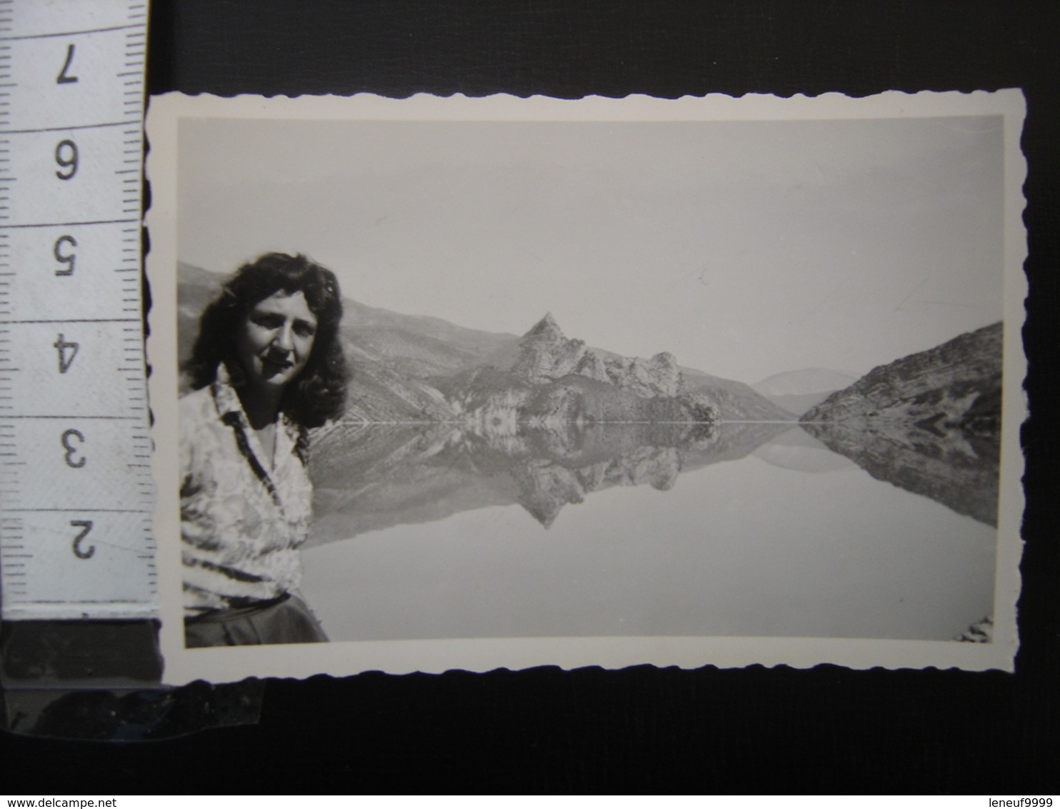 Photo Annees 50 Vintage Montagne Femme VERDON Barrage De Castillon - Lieux