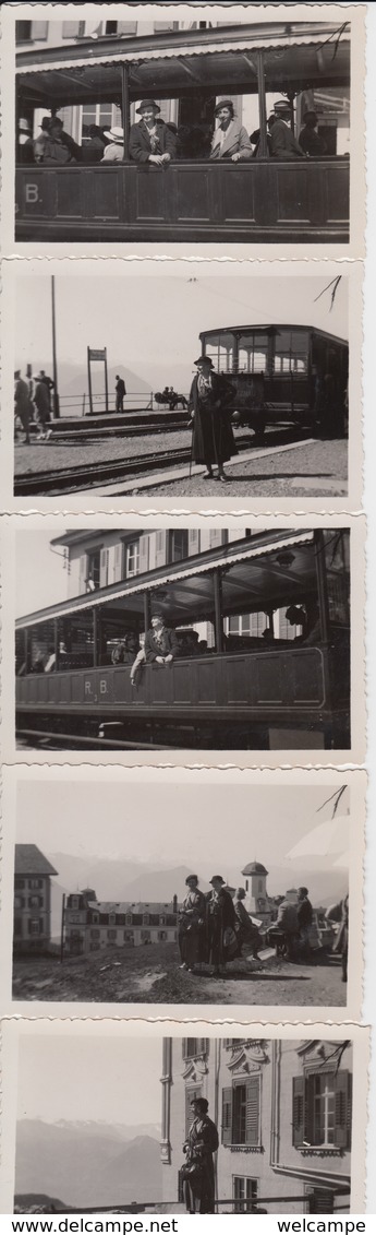 VIJF  OUDE FOTO-OPNAMEN JAREN '30 - FUNIC. TREIN - RIGI  KULM - Funicolari