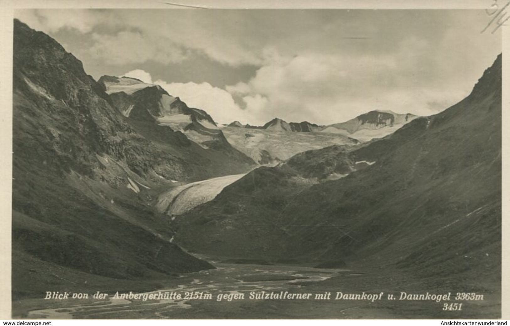 004832  Blick Von Der Ambergerhütte Gegen Sulztalferner Mit Daunkopf U. Daunkogel  1950 - Sonstige & Ohne Zuordnung