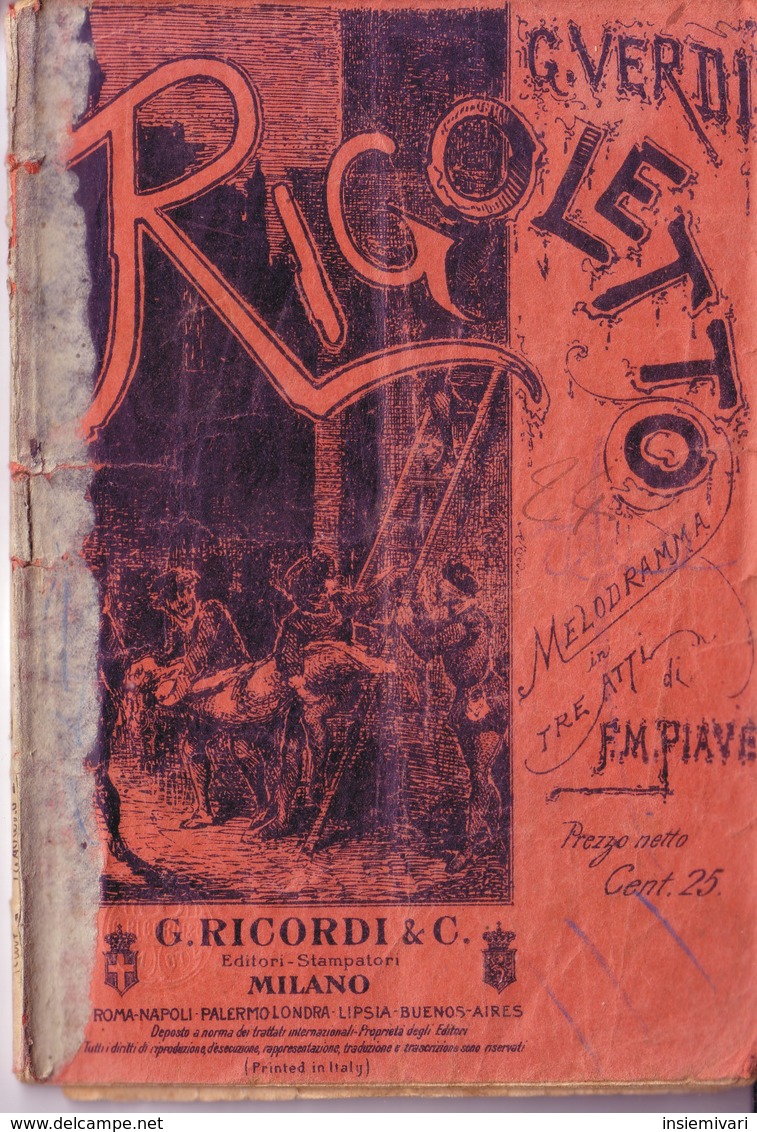 Giuseppe Verdi - RIGOLETTO - Editore Ricordi 1905circa - Altri & Non Classificati