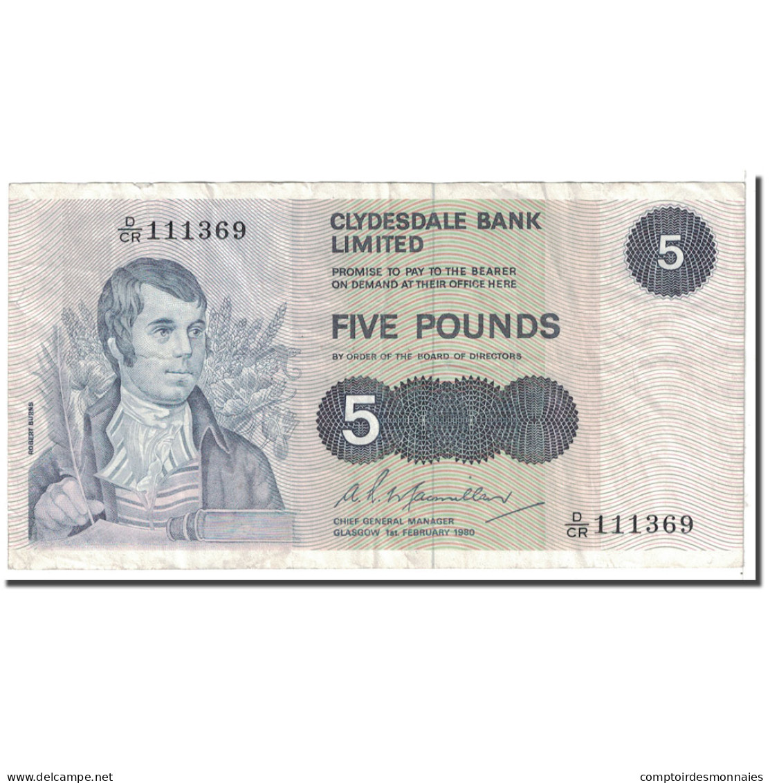 Billet, Scotland, 5 Pounds, 1980, 1980-02-01, KM:205c, TB - 5 Pounds