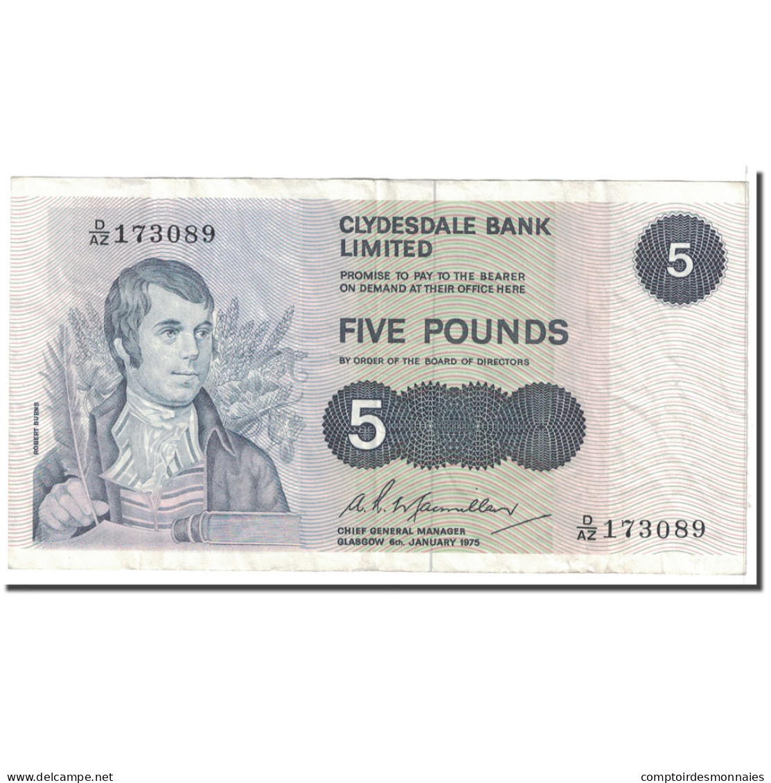Billet, Scotland, 5 Pounds, 1975, 1975-01-06, KM:205c, TTB - 5 Pounds