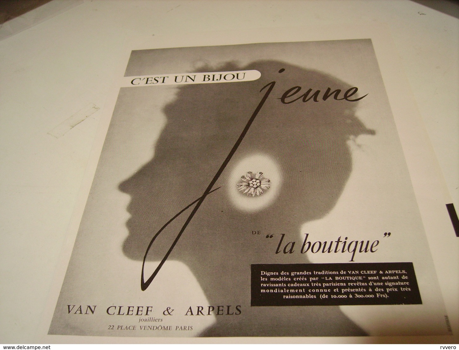 ANCIENNE PUBLICITE JOAILLIER VAN CLEEF & ARPELS LA BOUTIQUE  1954 - Other & Unclassified