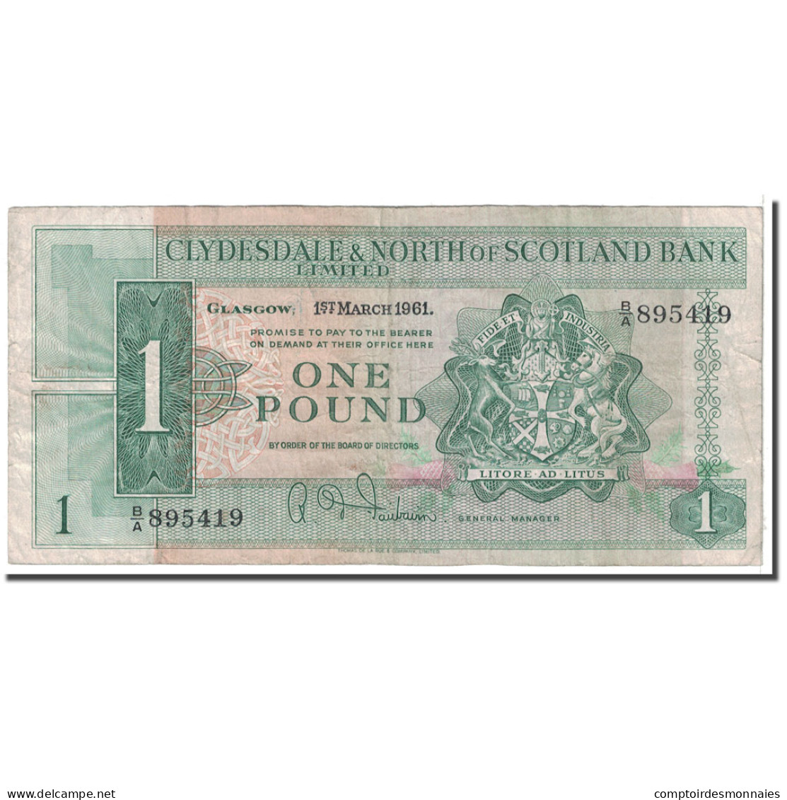 Billet, Scotland, 1 Pound, 1961, 1961-03-01, KM:195a, TB - 1 Pond