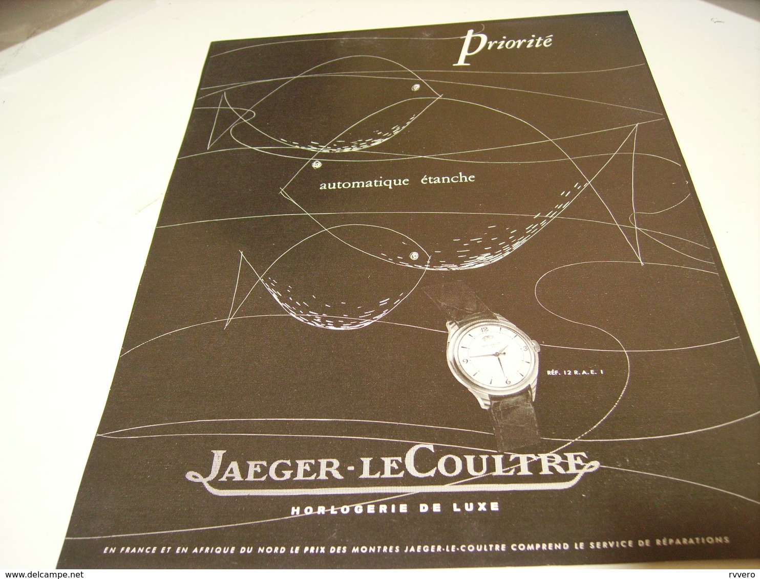 ANCIENNE PUBLICITE MONTRE JAEGER LE COULTRE ETANCHE 1953 - Autres & Non Classés