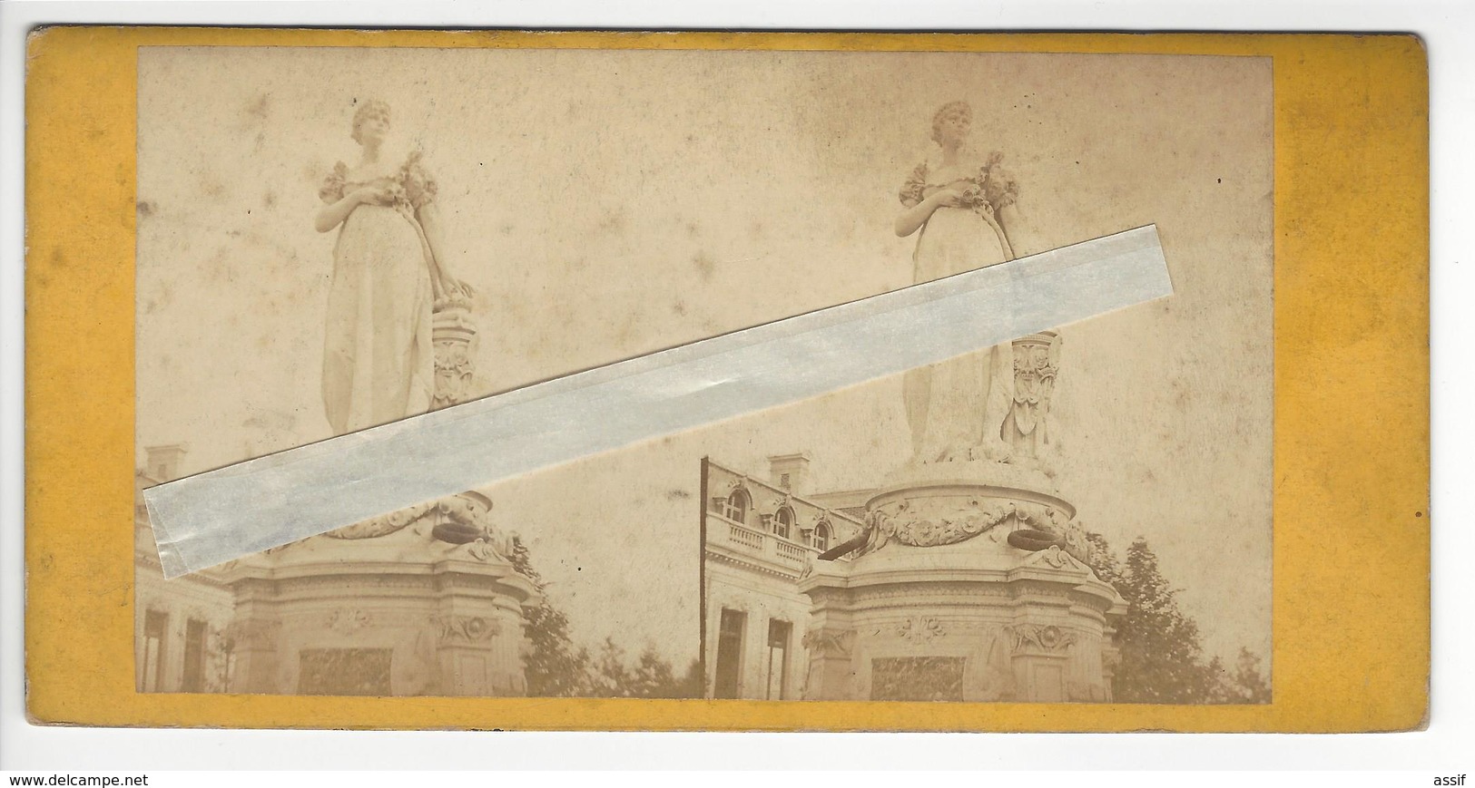 STATUE DE JOSEPHINE DE BEAUHARNAIS NAPOLEON MARTINIQUE PARIS 1855 ? PHOTO STEREO /FREE SHIPPING REGISTERED - Stereoscopio