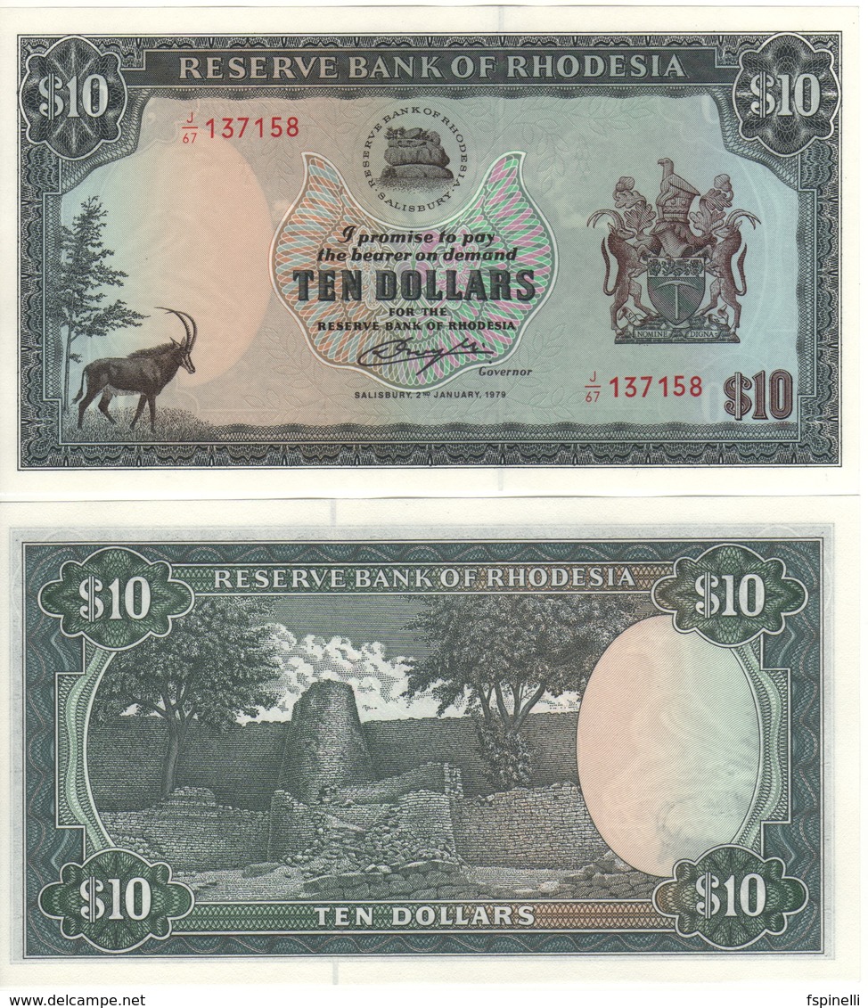 RHODESIA  10 Dollars   P41   Dated  2.1.1979   UNC - Rhodesia