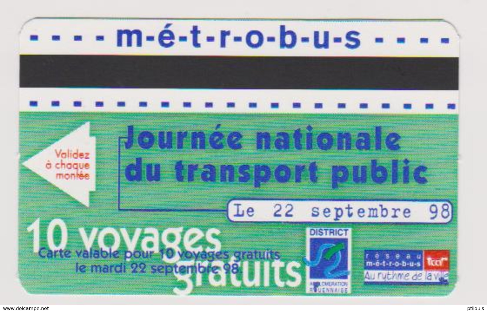 METROBUS - ROUEN - Journée Nationale Du Transport Public - 22.09.1998 - 10 Voyages Gratuits - Europe