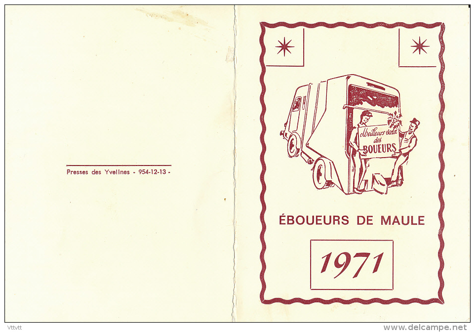 Calendrier 1971 : Meilleurs Voeux Des éboueurs De Maule (Yvelines) - Petit Format : 1961-70