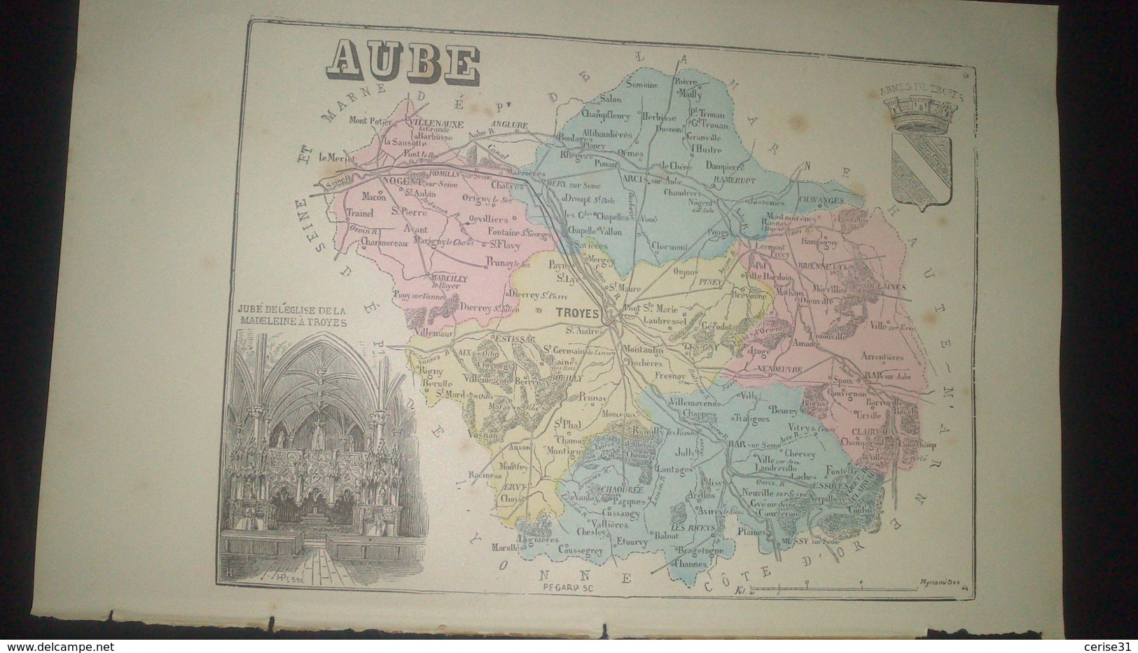 Affiche (gravure) - CARTE DE L'AUBE - Affiches