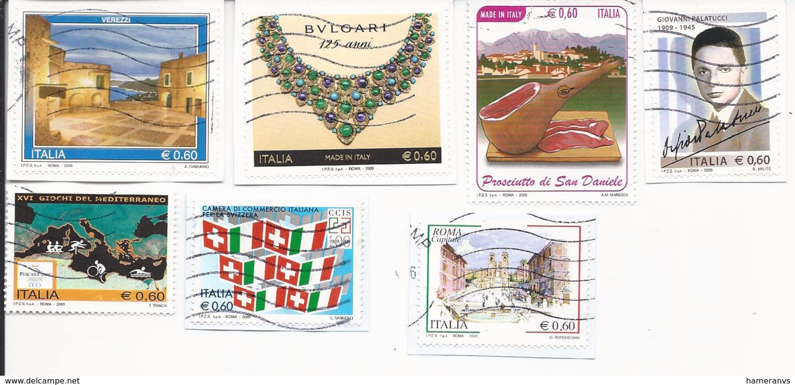 Lotto 9 Usati Differenti Anno 2009 (7Pz.) E 2008 (2Pz.) - Su Frammento - Used Lot Italy - 2011-20: Oblitérés