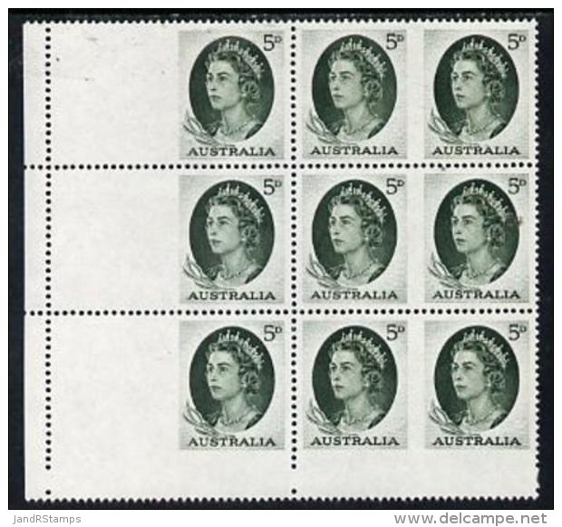 10575 Booklet - Australia 1964 QEII 5d Green U/m Block Of 9 Plus 3 Blank Labels Being Being The Booklet Pane Of 6 Plus E - Markenheftchen