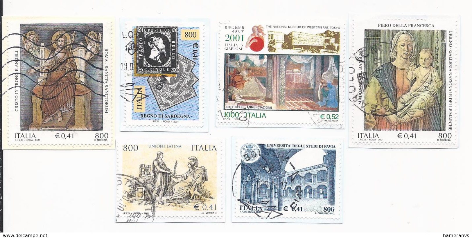 Lotto 18 Usati Differenti Anno 2003 (3PZ) 2002 (9Pz.) E 2001 (6Pz.) - Su Frammento - Used Lot Italy - 2011-20: Usati