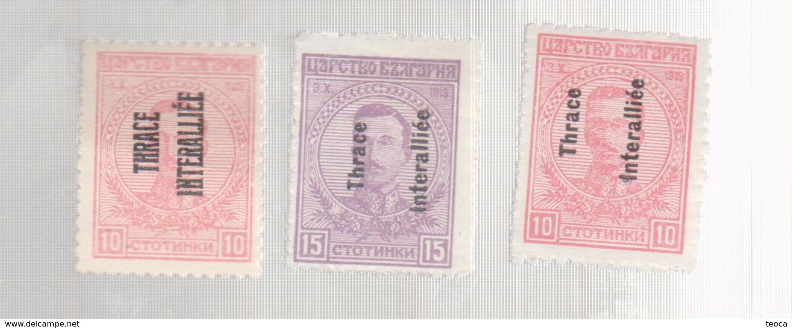 GREECE 1919 BULGARIA Hellas THRACE INTERALLIEE Overprint, 3 VALUE , UNUSED - Thrace