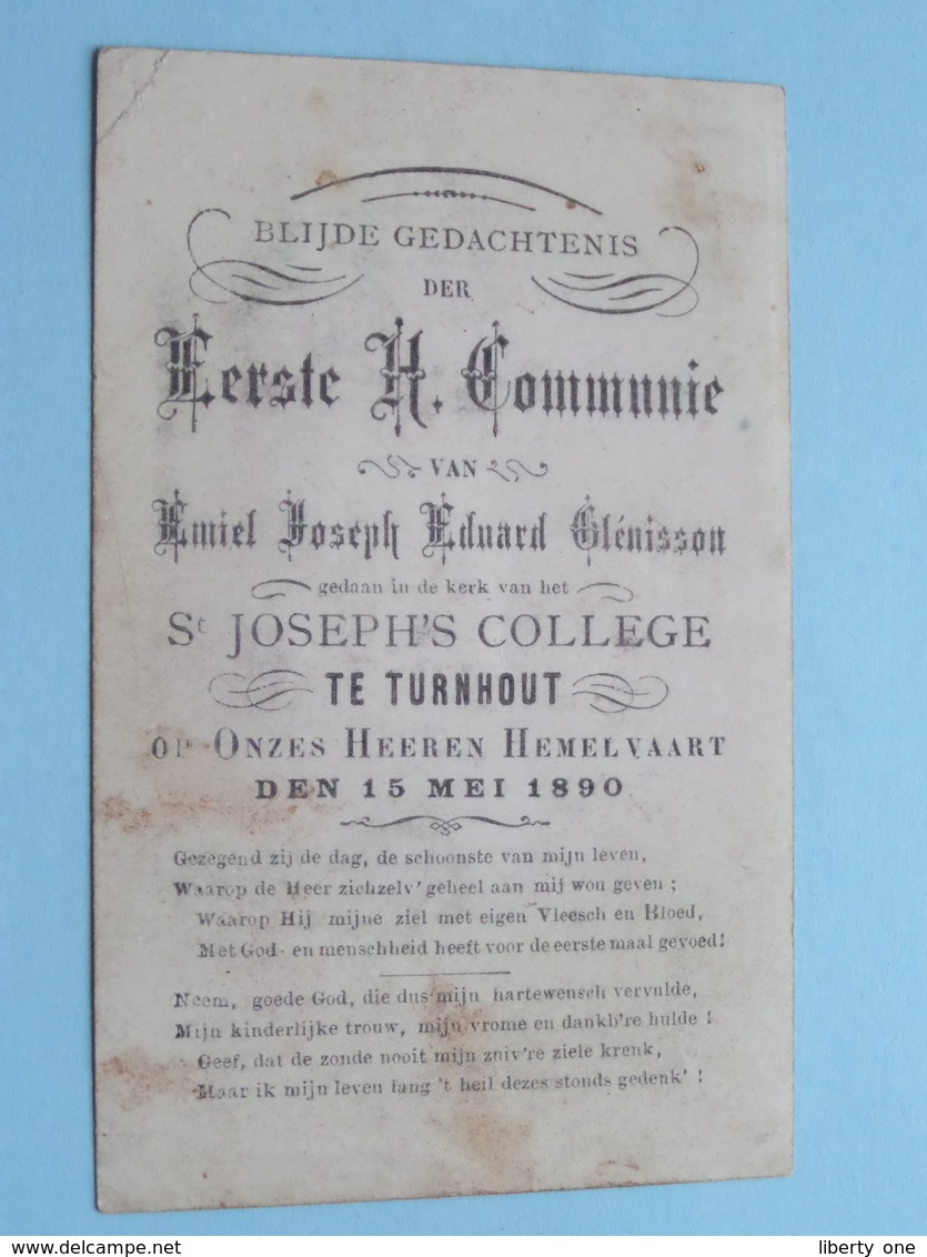 1ste H. Communie Van Emiel Glénisson Te Kerk St. Joseph's College Te TURNHOUT Den 15 Mei 1890 ( Zie Foto's ) ! - Communie