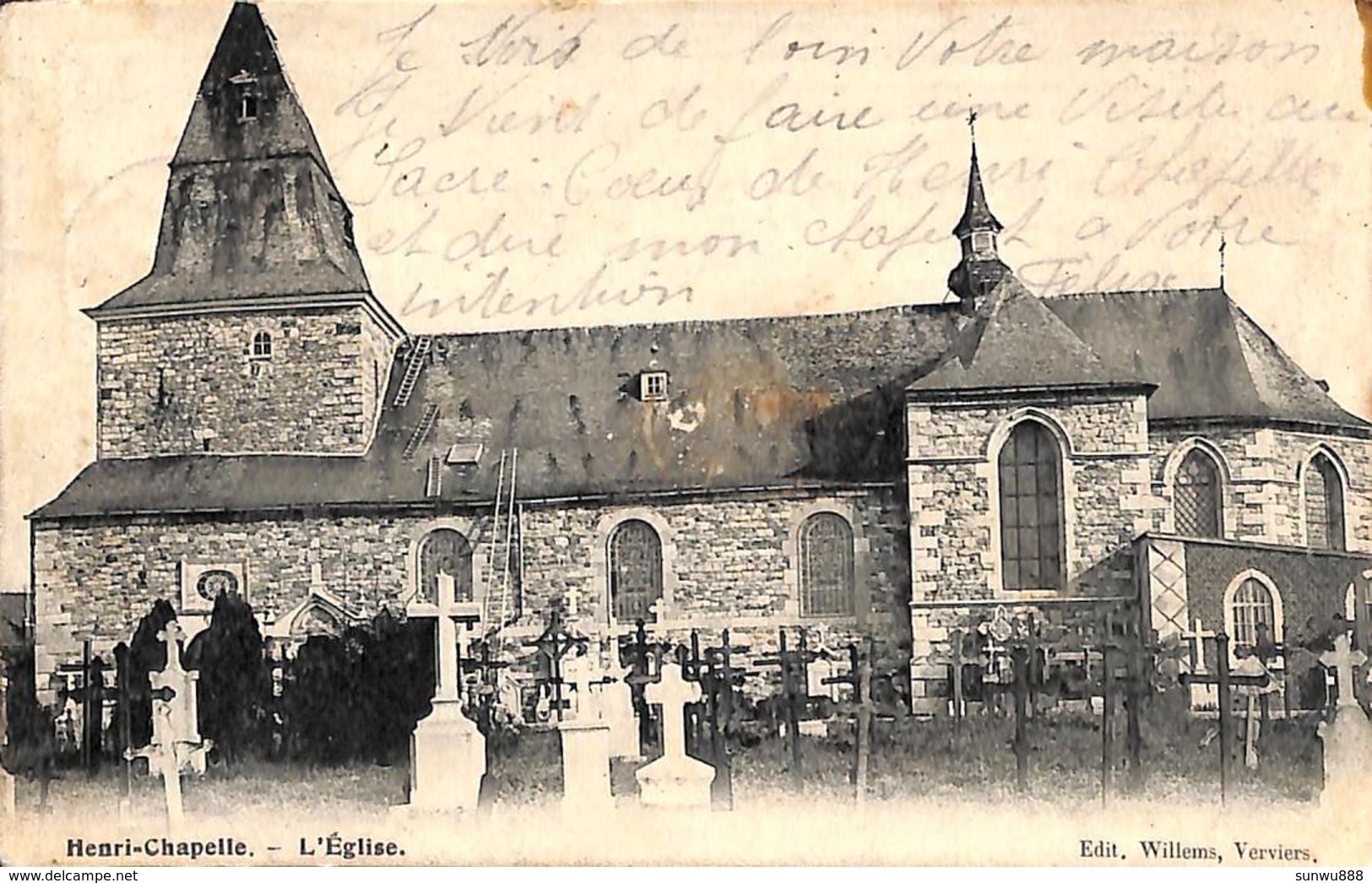 Henri-Chapelle - L'Eglise (cimetière, Travaux Sur La Toiture...Edit. Willems 1906) - Welkenraedt