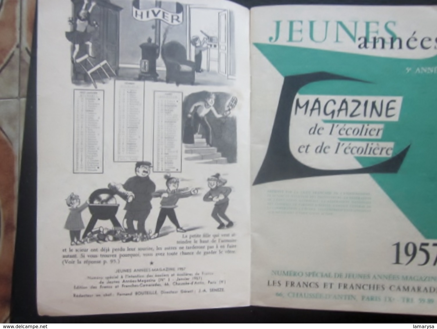 1957 Jeunes Années Magazine De L’ Écolier Et De L' Écolière Ecole Revue Vintage Français Quelle Sera Ta Vie En 1975 ? - Otros & Sin Clasificación