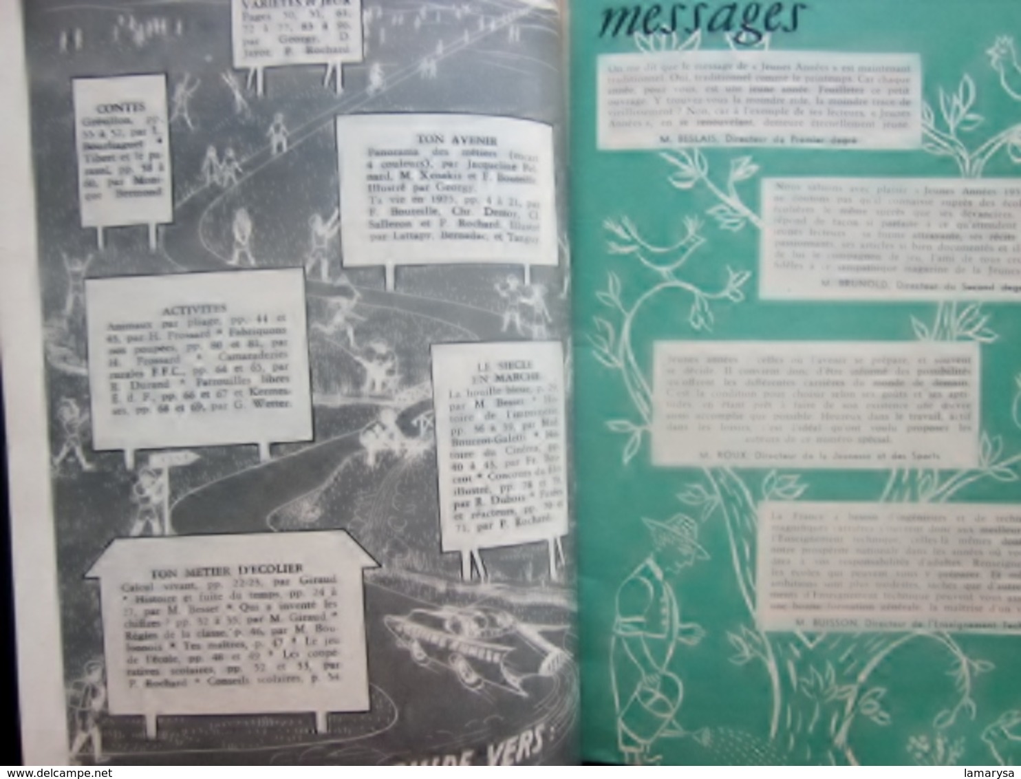 1957 Jeunes Années Magazine De L’ Écolier Et De L' Écolière Ecole Revue Vintage Français Quelle Sera Ta Vie En 1975 ? - Otros & Sin Clasificación