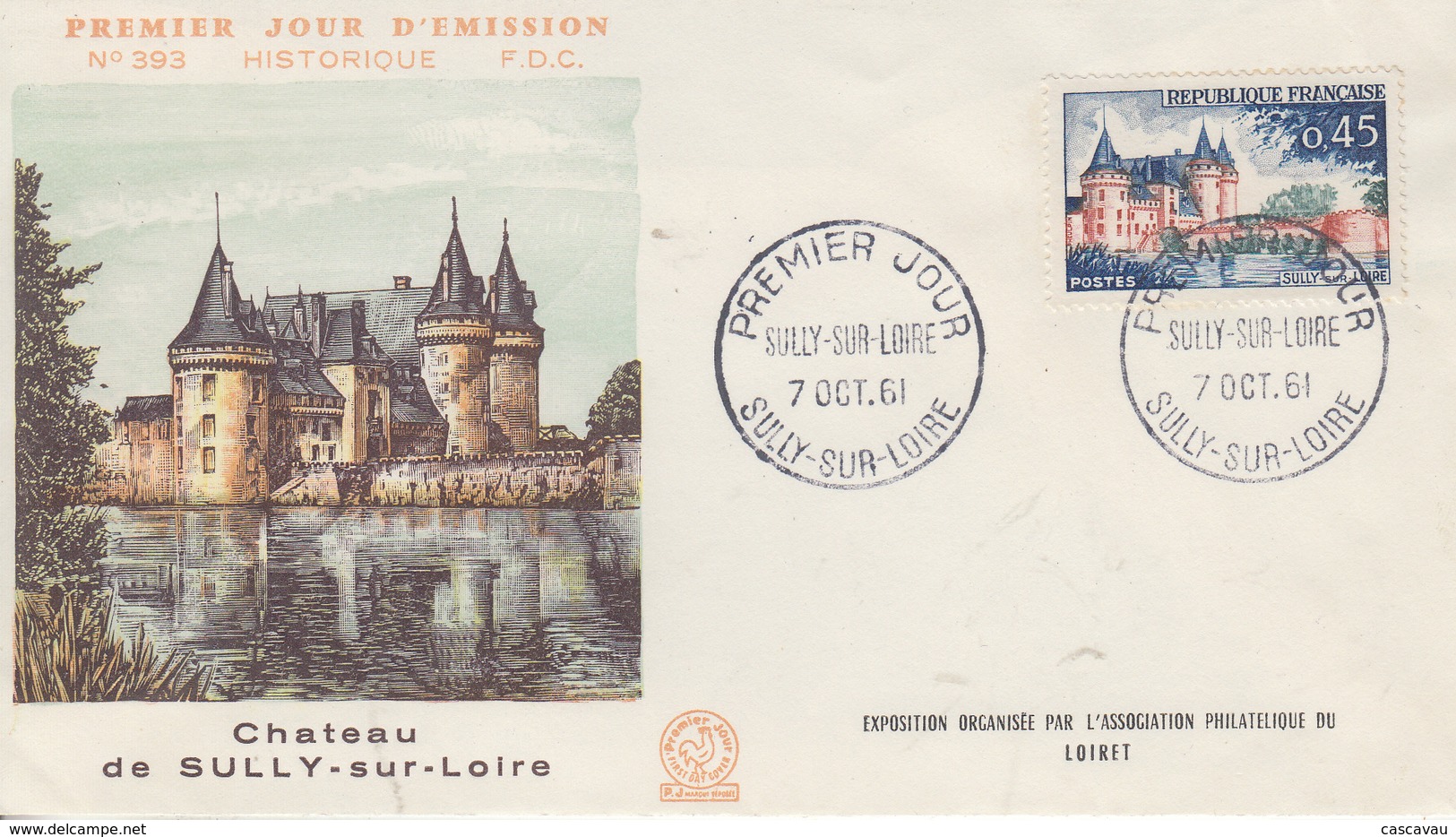 Enveloppe  FDC  1er  Jour   FRANCE   Chateau  De  SULLY  SUR  LOIRE   1961 - 1960-1969