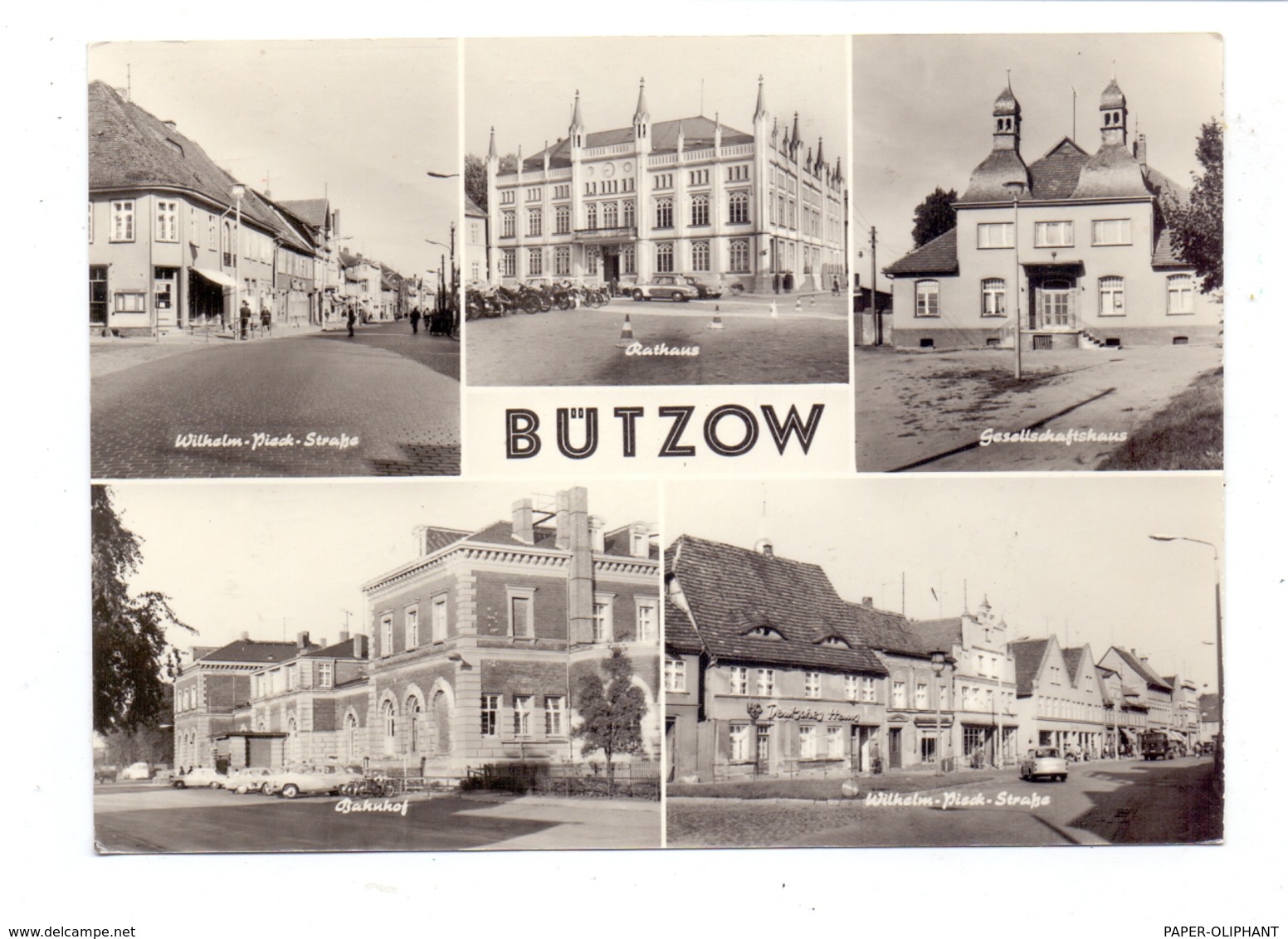 0-2620 BÜTZOW, Bahnhof, Wilhelm-Pieck-Strasse, Rathaus, Gesellschaftshaus - Bützow