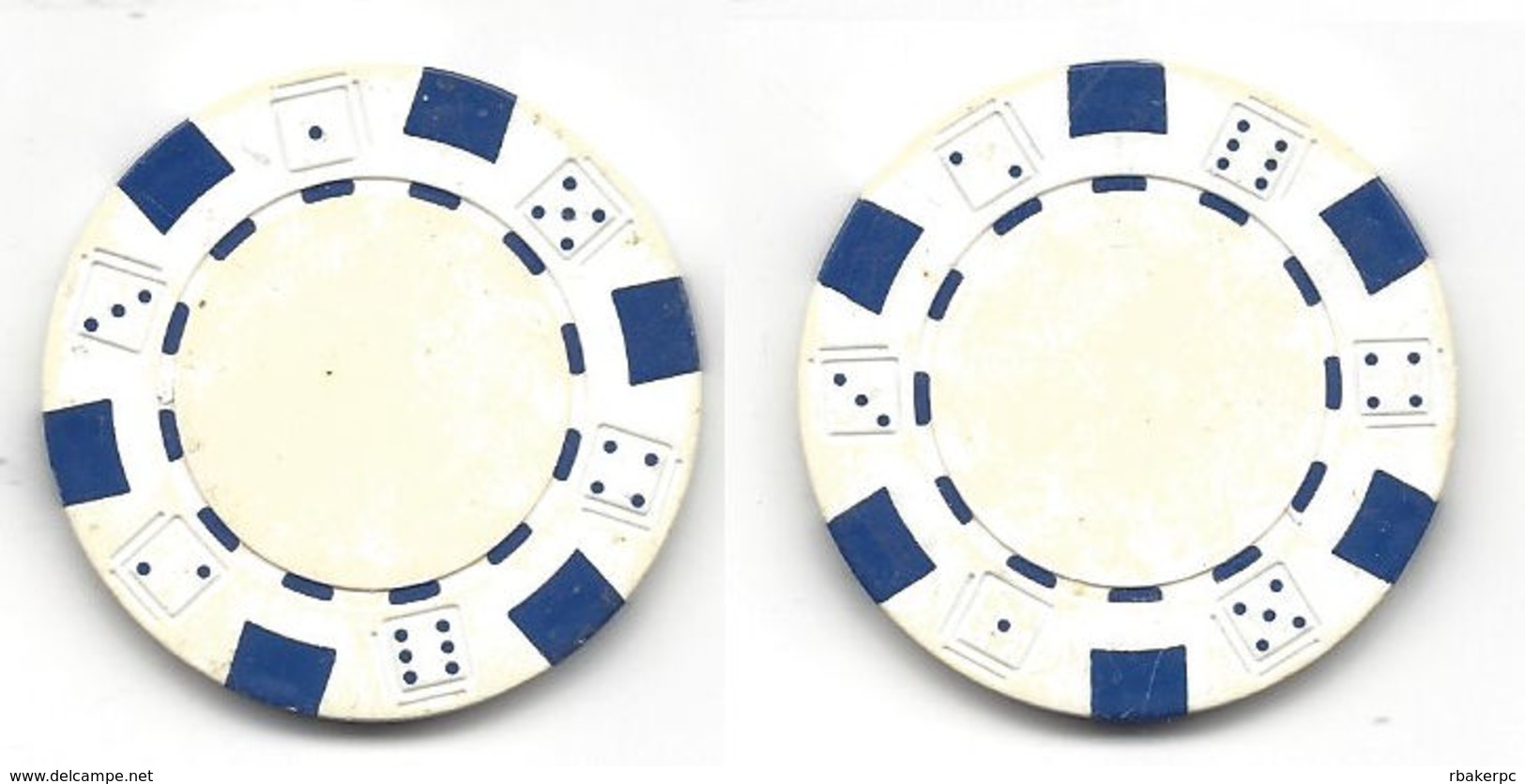 Plain White Chip With Dice - Sample/Fantasy Chip - Casino