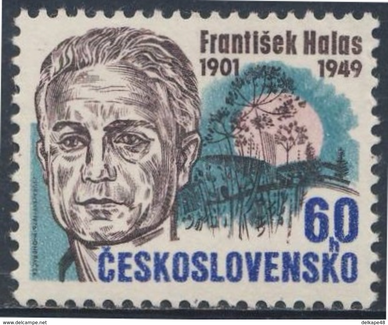Tschechoslowakei Czechoslovakia 1976 Mi 2301 ** Frantisek Halas (1901-1949) Dichter / Poet  - 75th Birth Anniv. - Schrijvers
