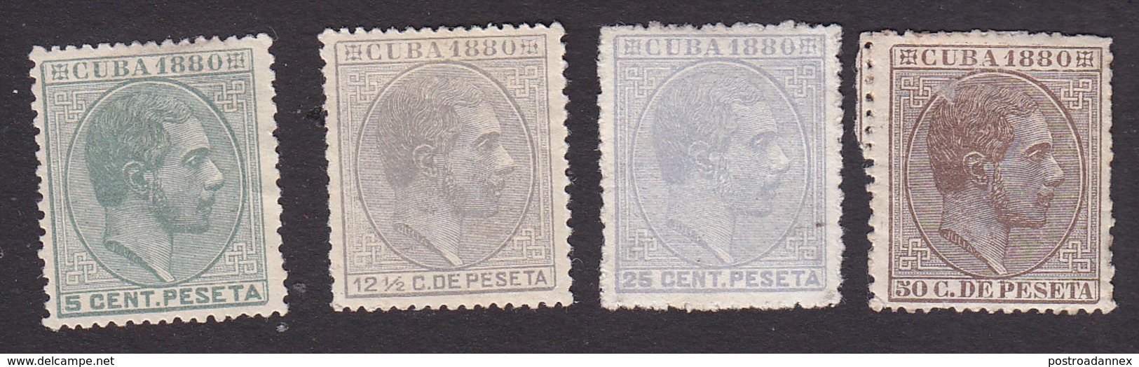 Cuba, Scott #88, 90-92, Mint Hinged, King Alfonso XII, Issued 1880 - Cuba (1874-1898)