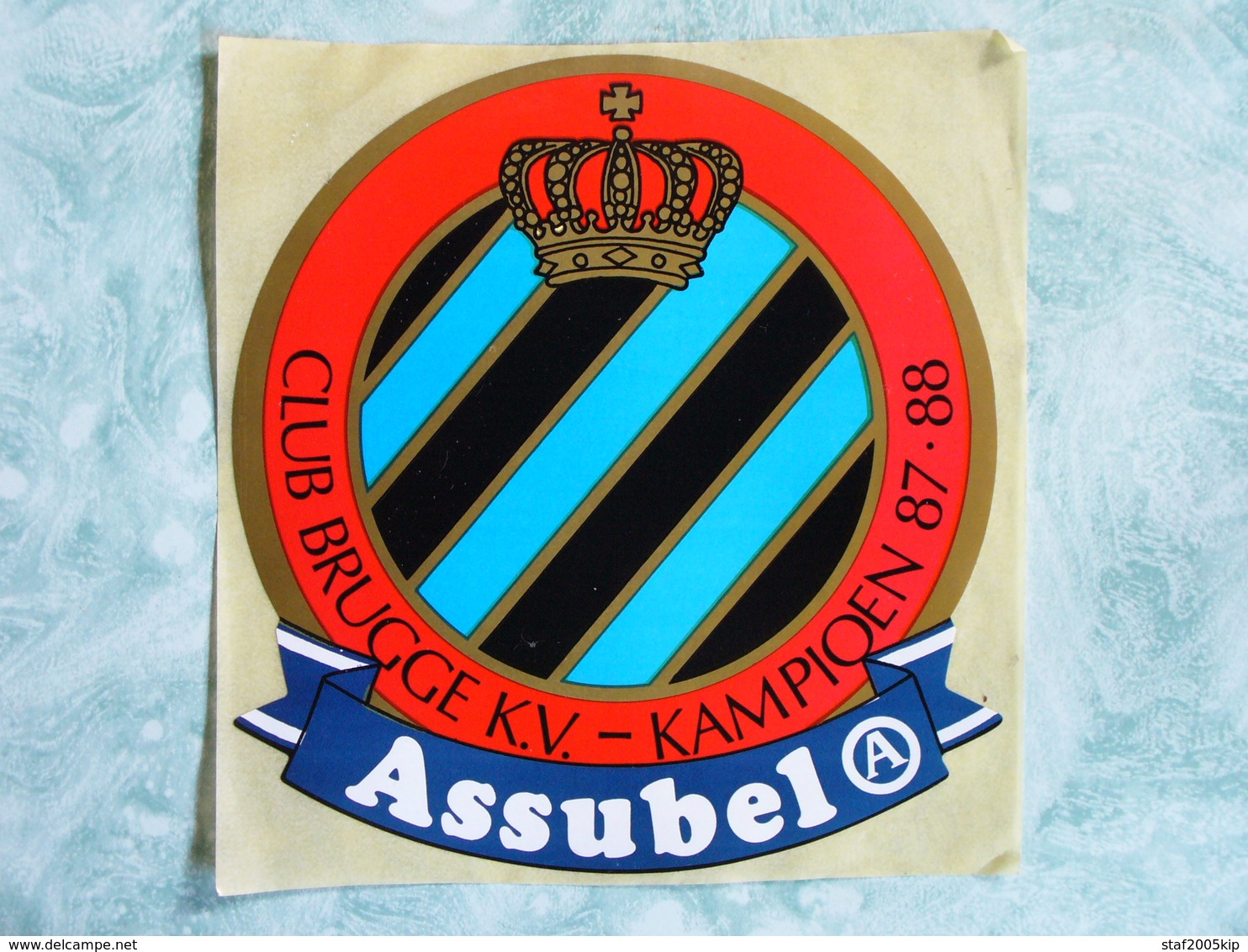 Sticker - CLUB BRUGGE K.V. - Kampioen 1987 1988 - Assubel - Autocollants