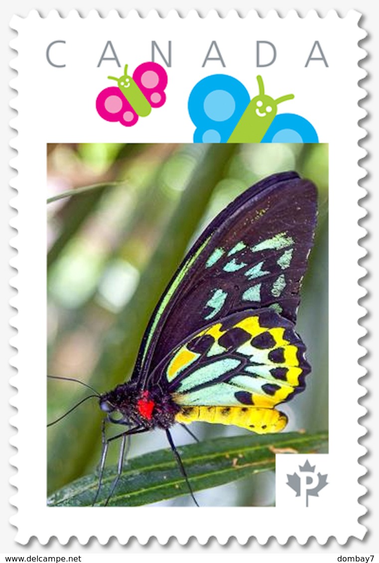 BUTTERFLY , Yellow- Red = Personalized Picture Postage Stamp, MNH Canada 2018 [p18-07s17] - Papillons