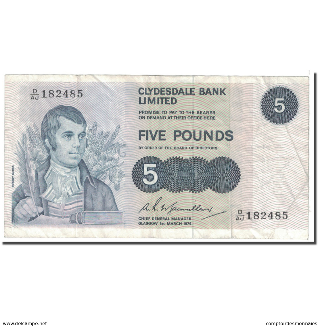 Billet, Scotland, 5 Pounds, 1974, 1974-03-01, KM:205c, TTB - 5 Pounds