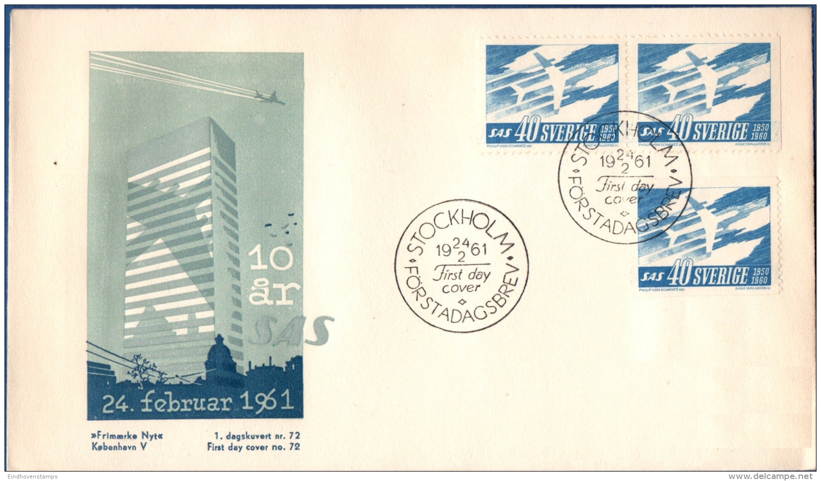 Sweden 1961, Norden Stamp 2 Sided Perforation + Pair From Booklet, FDC - Autres (Air)