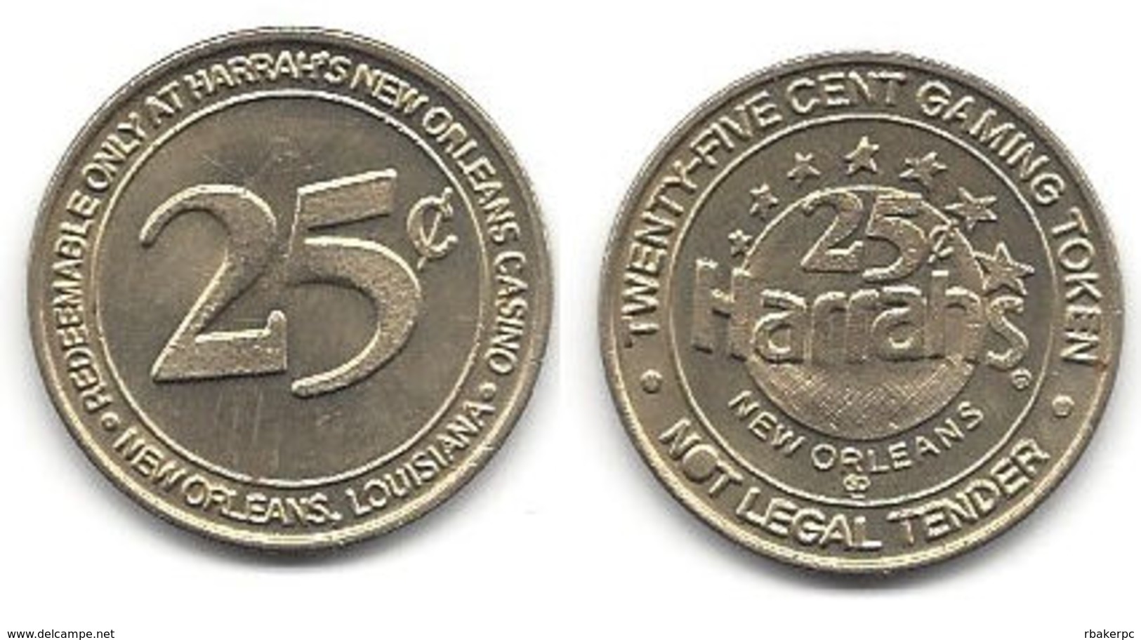 Harrah's Casino New Orleans LA 25 Cent Token - Casino