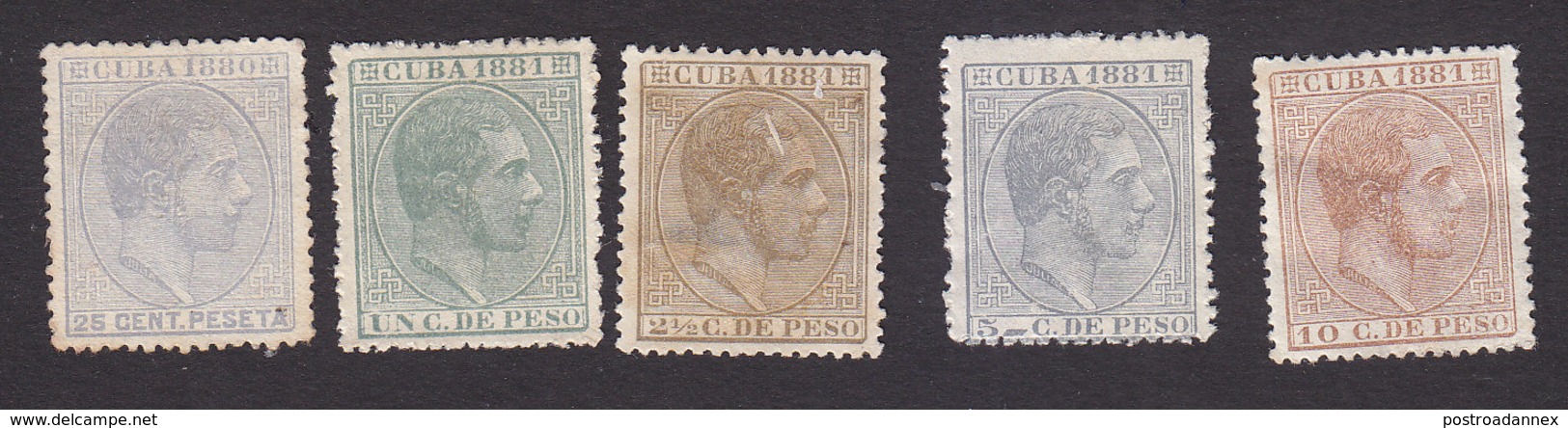 Cuba, Scott #91, 94, 96-98, Mint Hinged, King Alfonso XII, Issued 1881-82 - Cuba (1874-1898)