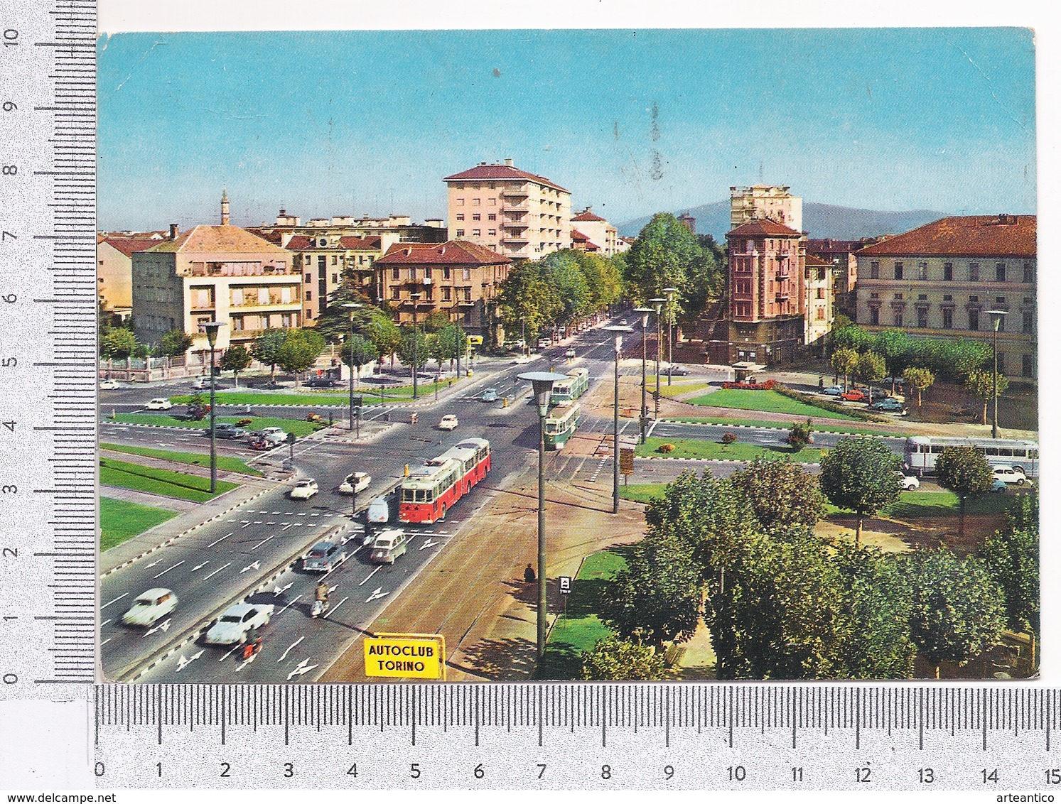 Torino ~ Piazza Bernini E Corso Francia ~ 1966 ~ Filobus ~ Tram ~ Automobili ~ Animata ~ Autoclub Torino ~ Ed. SACAT - Piazze