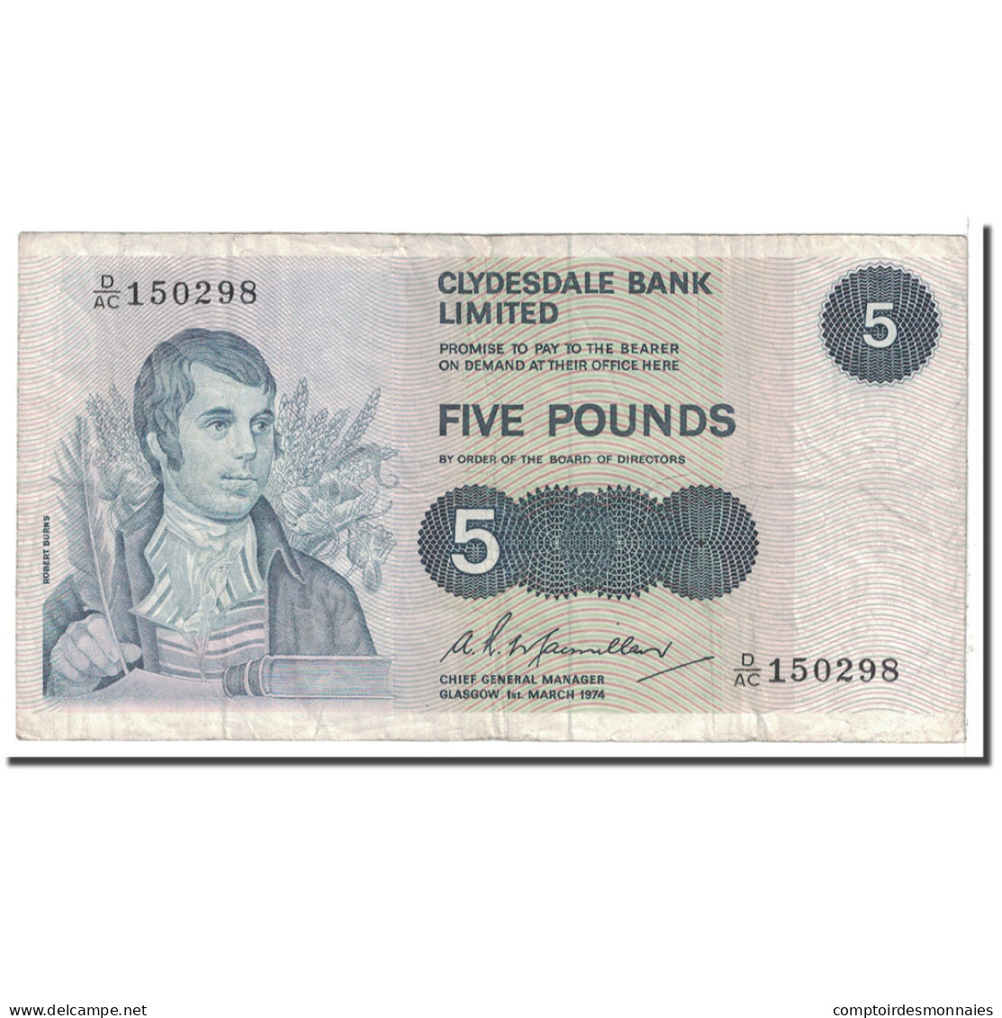 Billet, Scotland, 5 Pounds, 1974, 1974-03-01, KM:205c, TB - 5 Pounds