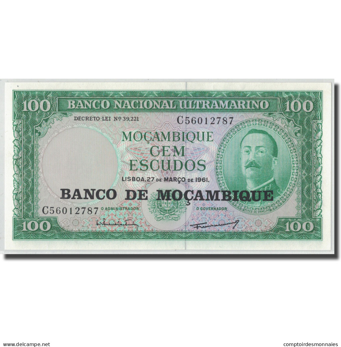 Billet, Mozambique, 100 Escudos, 1961-03-27, KM:117a, NEUF - Mozambique