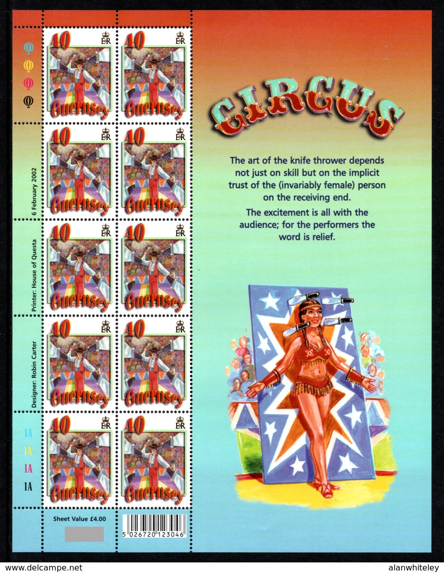 GUERNSEY 2002 EUROPA / The Circus: Set Of 6 Sheets UM/MNH - Guernsey