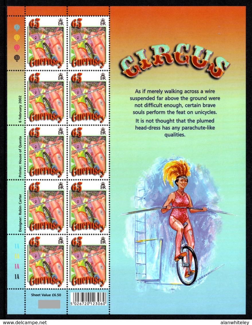 GUERNSEY 2002 EUROPA / The Circus: Set of 6 Sheets UM/MNH