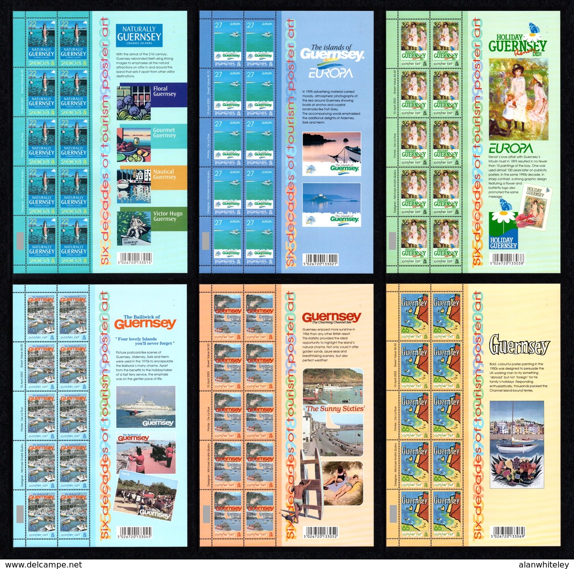 GUERNSEY 2003 EUROPA / Poster Art: Set Of 6 Sheets UM/MNH - Guernsey