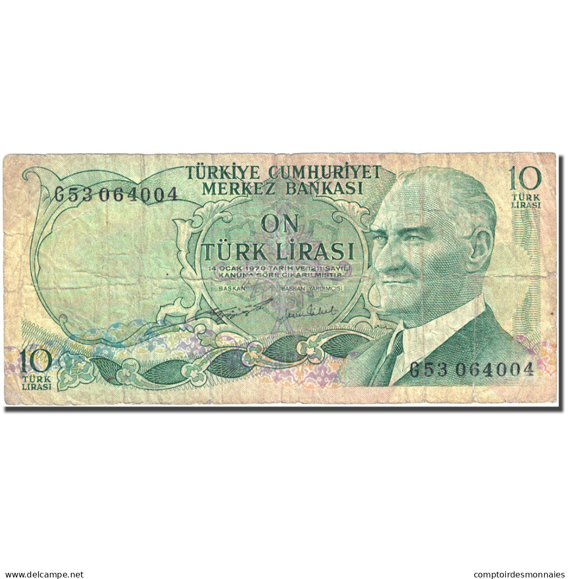 Billet, Turquie, 10 Lira, 1966-1969, 1966-07-04, KM:180, TB - Turquie