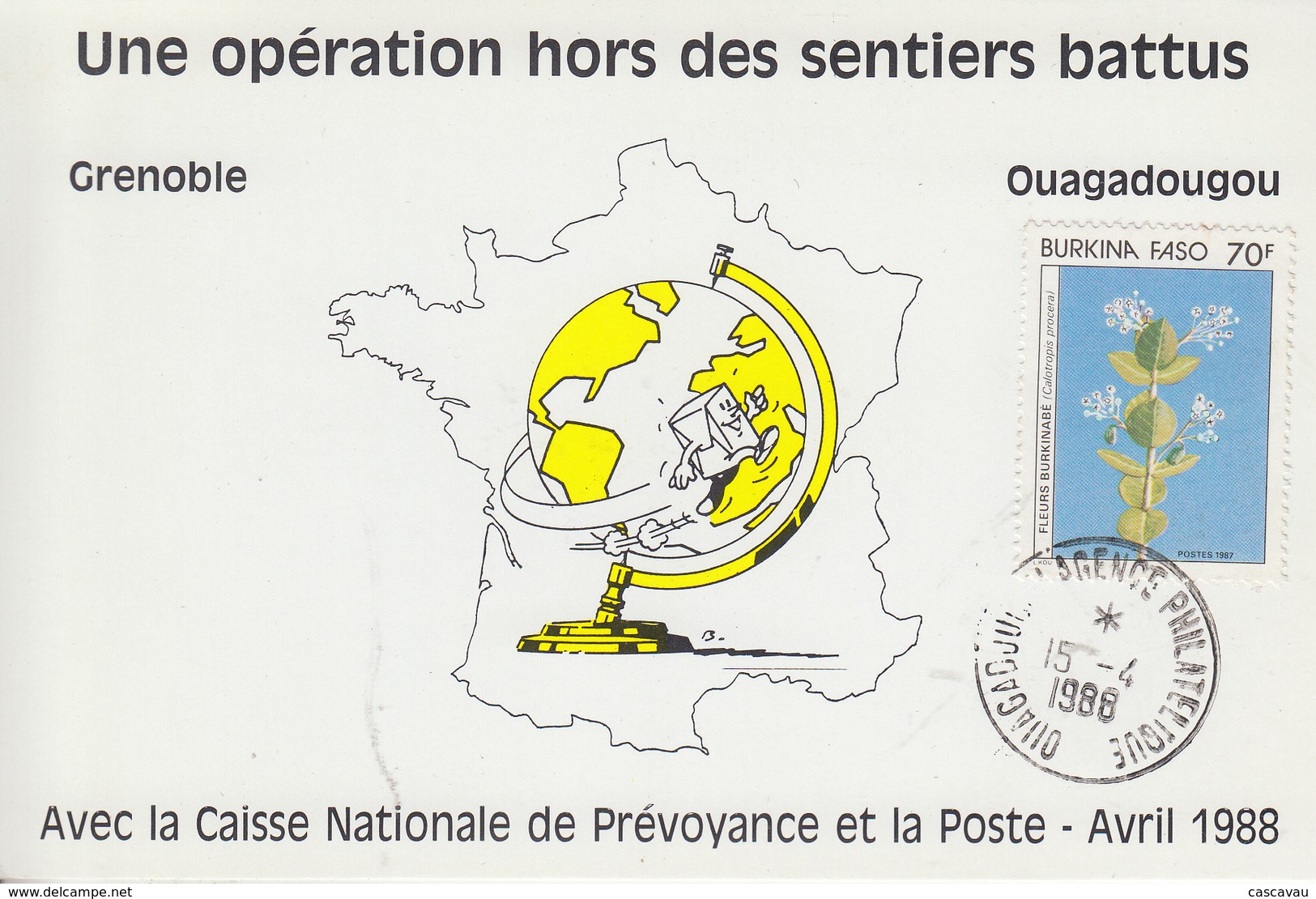 Carte  BURKINA  FASO   Opération  Humanitaire   OUAGADOUGOU   1988 - Burkina Faso (1984-...)