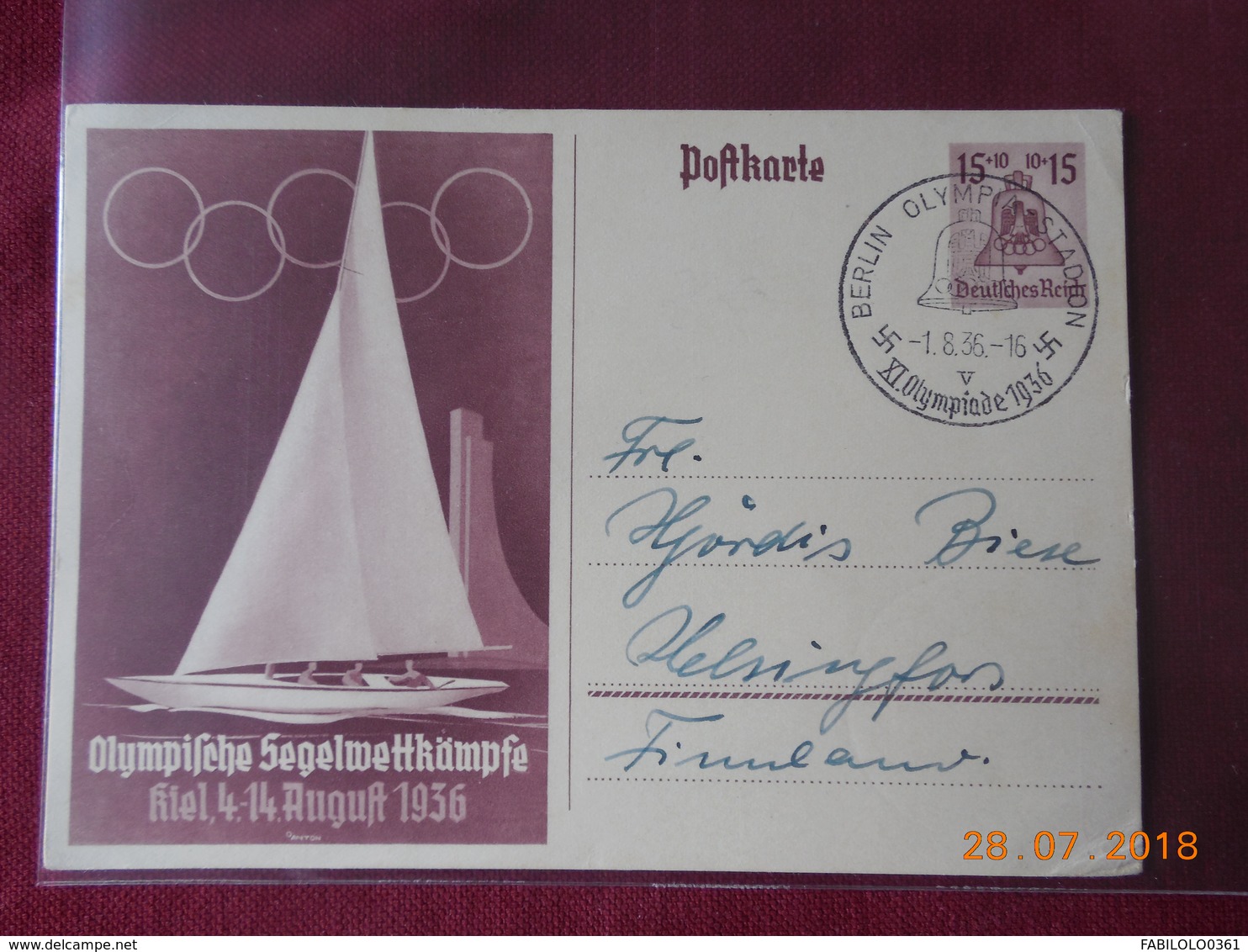 Carte Entier Postal Illustre 1936 (jeux Olympiques 1936) - Briefe U. Dokumente