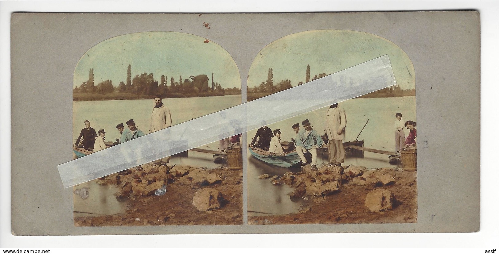 LA BARQUE Circa 1855 PHOTO STEREO /FREE SHIPPING REGISTERED - Photos Stéréoscopiques