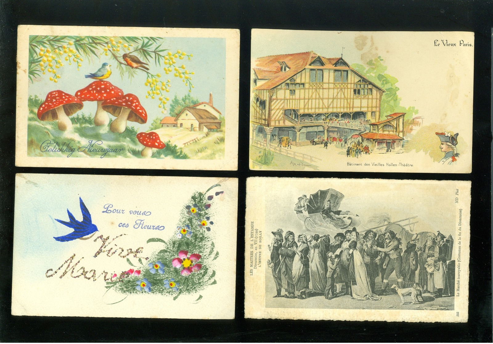 Beau lot de 60 cartes postales de fantaisie   Mooi lot 60 postkaarten van fantasie -  60 scans