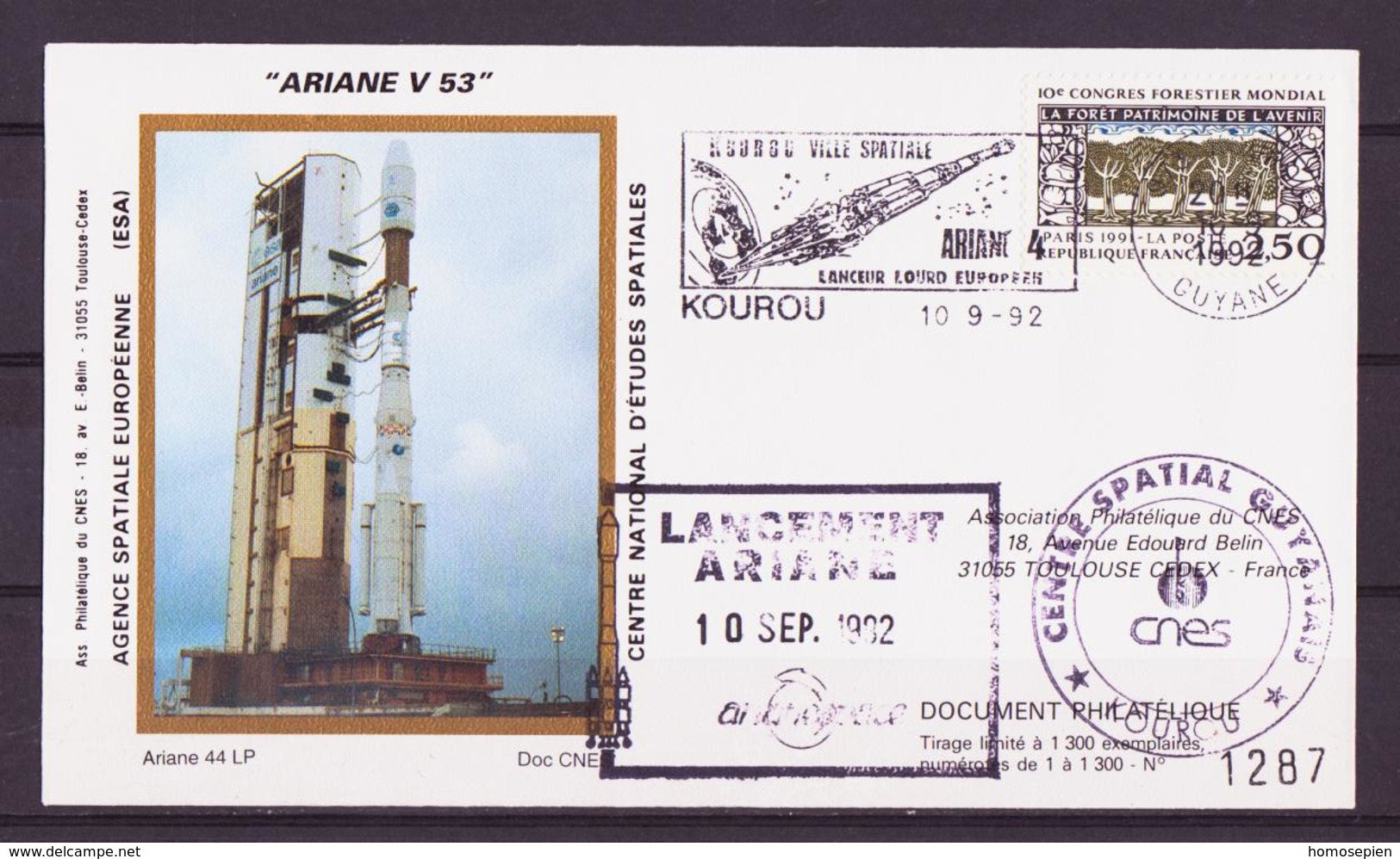 ESPACE - ARIANE Vol Du 1992/09 V53 - CNES - 4 Documents - Europe