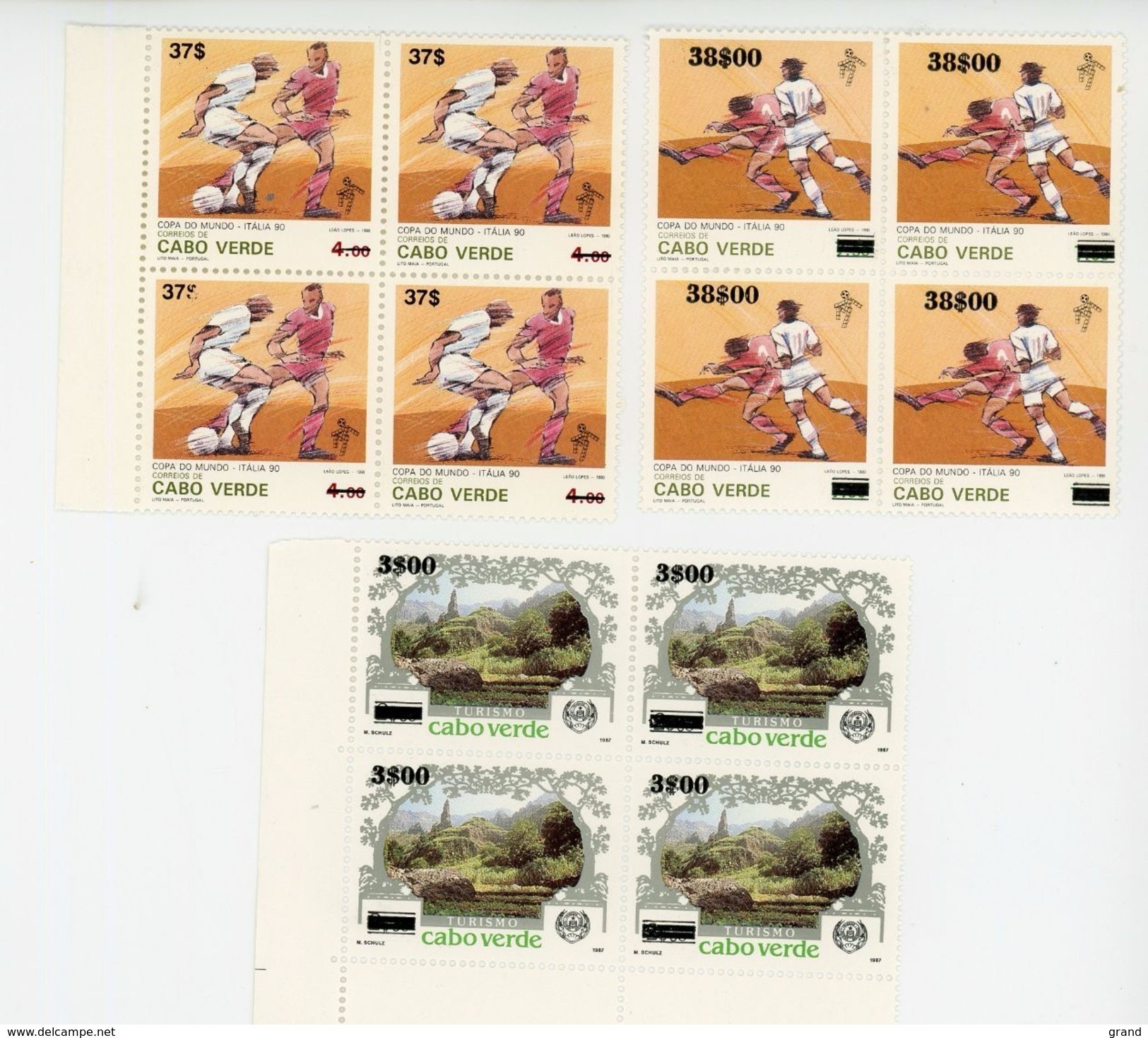 Cap Vert-Cabo Verde-1997-Football Italie-Timbres Surchargés Nouvelles Valeurs-694/6***mnh- = 4 Séries - Cap Vert