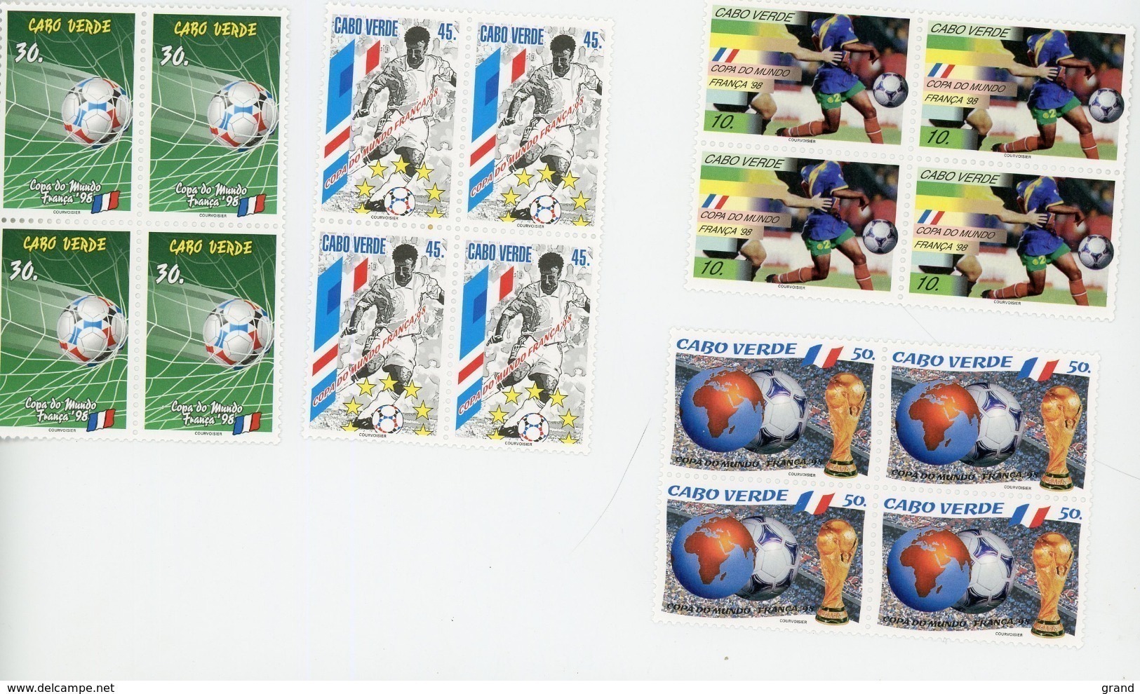 Cap Vert-Cabo Verde-1998-Coupe Du Monde De Foot En France-YT 711/14***MNH-en Bloc De 4 - Cap Vert