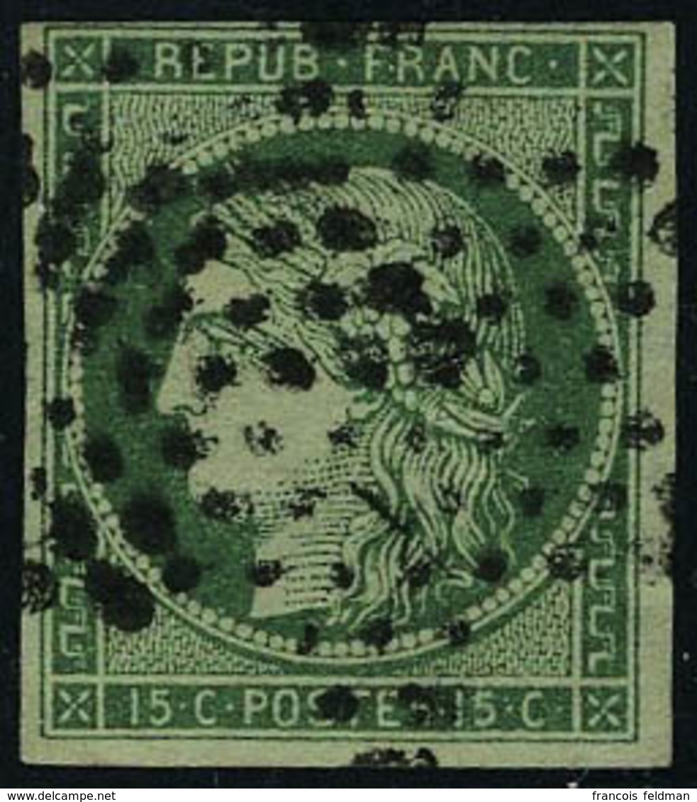 Oblitéré N° 2c, 15c Vert Très Foncé T.B. Signé Brun - Other & Unclassified